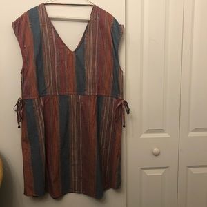 Striped cotton short sleeve dress